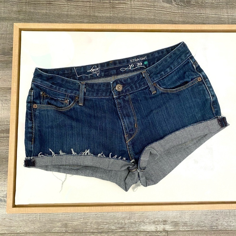 Levi's 10/30 Dark Denim Blue Jean Cut Off Shorts